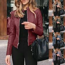 Ladies Casual Zip Up Faux Leather