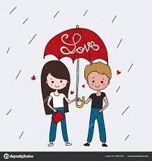Пара в любви под дождем с зонтом: векторна графіка, зображення, Пара в любви под дождем с зонтом малюнки - Сторінка 3 | Скачати з Depositphotos