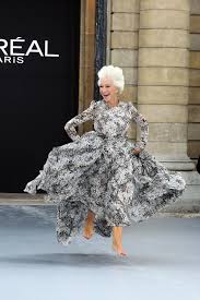 helen mirren runs barefoot down the