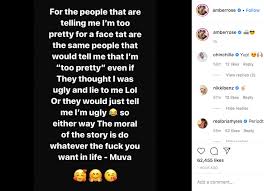 Inspirational quotes by amber rose. Twitter Roasts Amber Rose For Her New Face Tats Wow Article