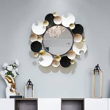 28 1 Modern 3d Round Plates Overlapping Metal Wall Mirror For Entryway