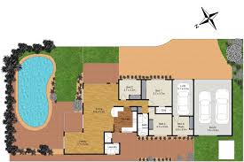 Site Plan With Pool And 3 Car Garage