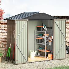 metal shed with sloping roof