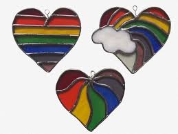 Rainbow Heart Stained Glass Suncatcher