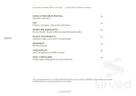 menu for scarpetta in las vegas nv