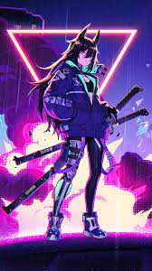 Cyberpunk Anime Girl Katana Sci-Fi 4K ...