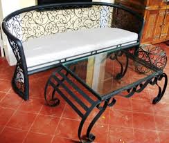 wrought iron sofa with end table