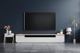 mockup tv on cabinet in modern empty