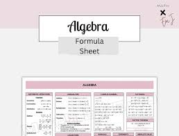 Algebra Math Formula Sheet High School