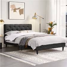 Queen Size Faux Leather Platform Bed