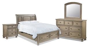 Collection of bedroom furniture used for storage. Windchester 6 Piece Queen Storage Bedroom Set Grey Leon S