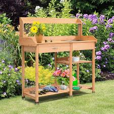 Fir Wood Potting Bench With Open