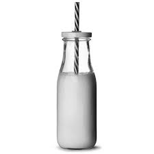 mini milk bottle with lid and straw