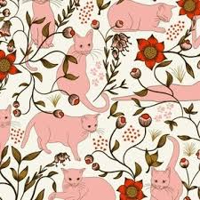 pink cats fabric wallpaper and home