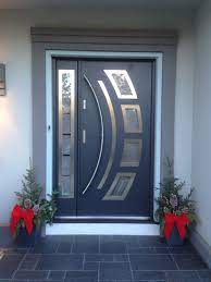 modern entry door with sidelights