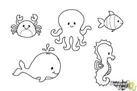 How to draw a cartoon sea animals. Easy To Draw Marine Animals Novocom Top