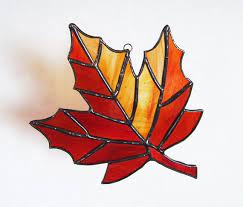 Stained Glass Fall Maple Leaf Autumn