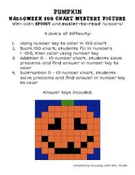 Halloween Math 100 Chart Addition Subtraction Mystery Picture Pumpkin