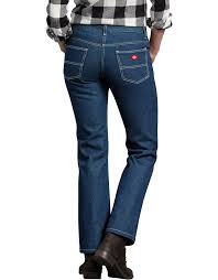 Womens Relaxed Fit Straight Leg Flannel Lined Denim Jeans