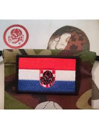 Flag of croatia against the background of the sky. Patch Croatia Flag With Totenkopf6