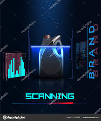 Concept Of Scanning A Bottle Of Engine Oil Futuristic User