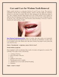 care and cure wisdom teeth removal