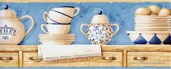 Delft Blue Teapots Wallpaper Border