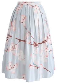 Ode to blossom embroidered mesh skirt. Cherry Blossom Printed Midi Skirt Shopperboard
