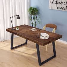 Create a home office with a desk that will suit your work style. Tribesign Solid Wood Computer Desk Industrial Rustic Office Desk With Slanted Legs Classic Simple Wooden Desk Table For Home Office Walmart Com Walmart Com