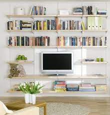 Living Room With Beautiful Wall Shelves