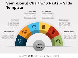semi donut chart with 6 parts for