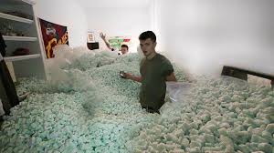 Filled His Room W 100 000 Packing Peanuts Youtube