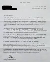 Letters of complaint are normally written in a formal style. Biden Sends Out Irs Letter Trumpeting 1 400 Stimulus Checks