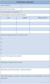 Performance Appraisal Form Template Sample Forms