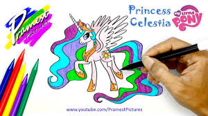 Contoh gambar kuda poni untuk mewarnai. Putri Celestia Cara Menggambar Dan Mewarnai Gambar Kuda Poni Untuk Anak Youtube