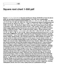 square roots 1 to 500 fill