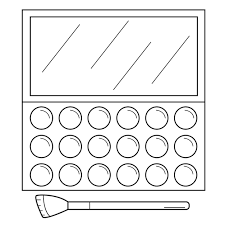 hand drawn makeup palette and brush