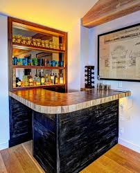 Rustic Corner Bar With Reclaimed Wood
