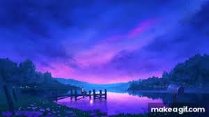 4k anime purple evening sky relaxing