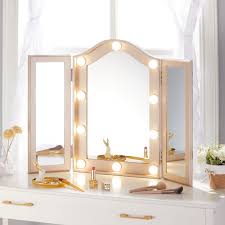 luxfurni professional tri fold led hollywood vanity mirror shadow free rose gold foldable mirrors starry