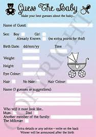 I would guess that a 'range' of women's weight expressed in kilograms is around 190kg to 500kg, more or less. Guess The Baby Baby Shower Game Notepad Of 25 Pages For 25 Players Ebay