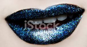 blue glitter lips stock photo royalty