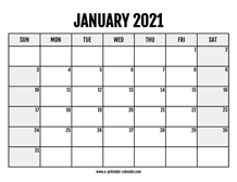 I find it easiest to first click on the image to enlarge it, then drag and drop the image to my desktop, then print it from there. January 2021 Printable Calendar