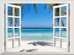 Beach Wall Sticker 3d Window Effect