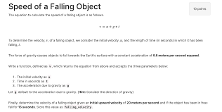 Solved Sd Of A Falling Object 10