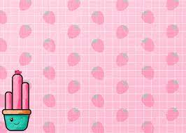 cute pink kawaii background strawberry