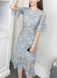 Light Blue Lace Midi Dress Stylesimo Com
