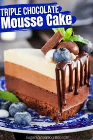 triple chocolate mousse cake sugar