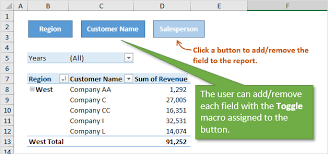Macro Buttons To Add Fields To Pivot Tables Excel Campus