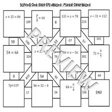 One Step Equations Digital Math Maze